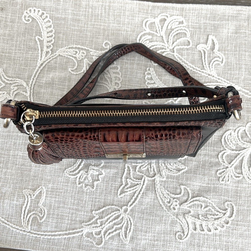 Brahmin Mimosa Tuscan Black/Croc Embossed Trim Crossbody Bag - Picture 5 of 16